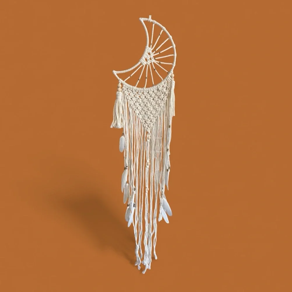 Boho Moon Dreamcatcher-Style Wall Hanging NWOT